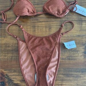 NWT La Hearts Rust Shimmer Bikini Set
